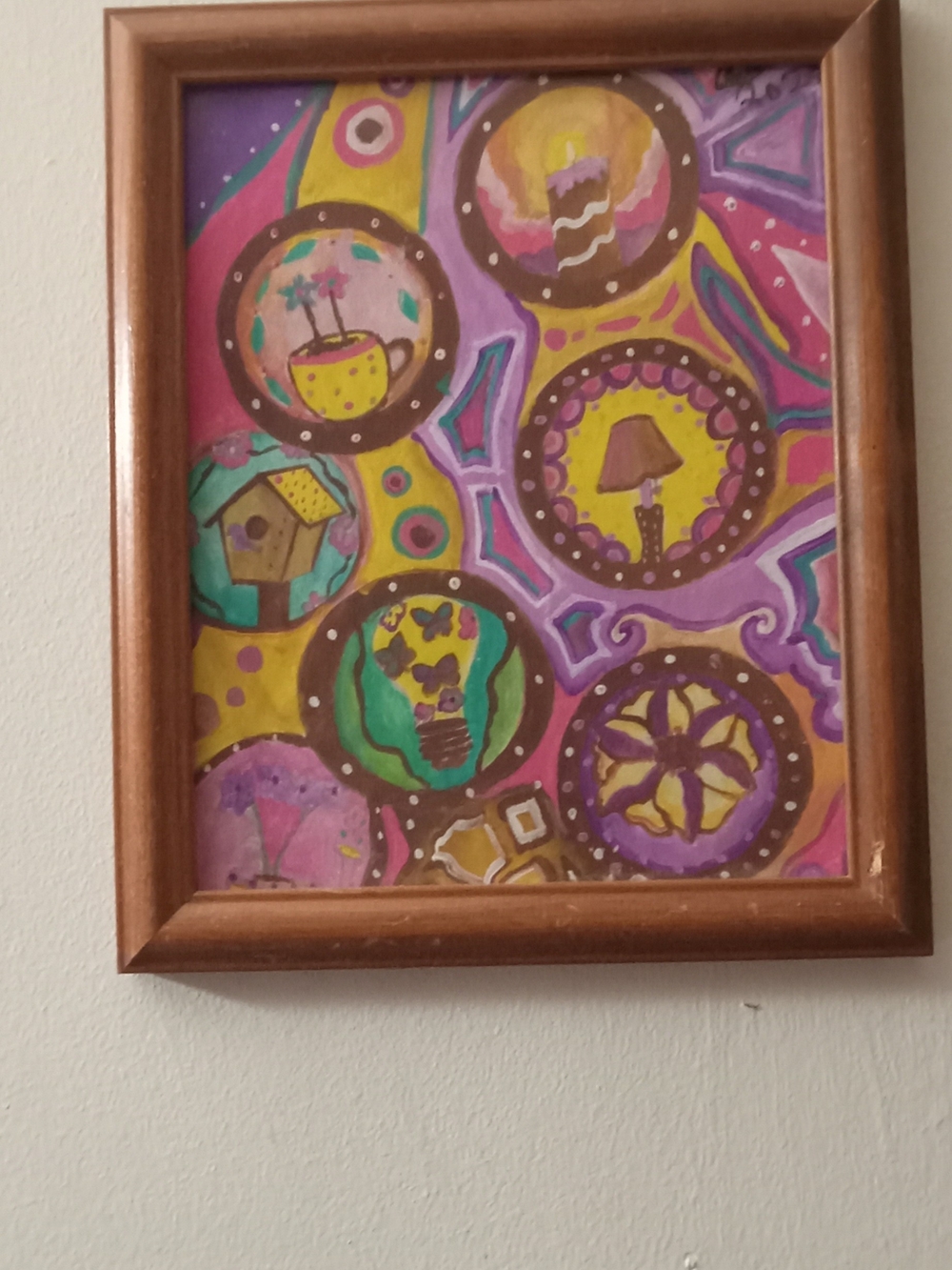Hand-Painted Abstract Home Art in Purple and Yellow - Original
